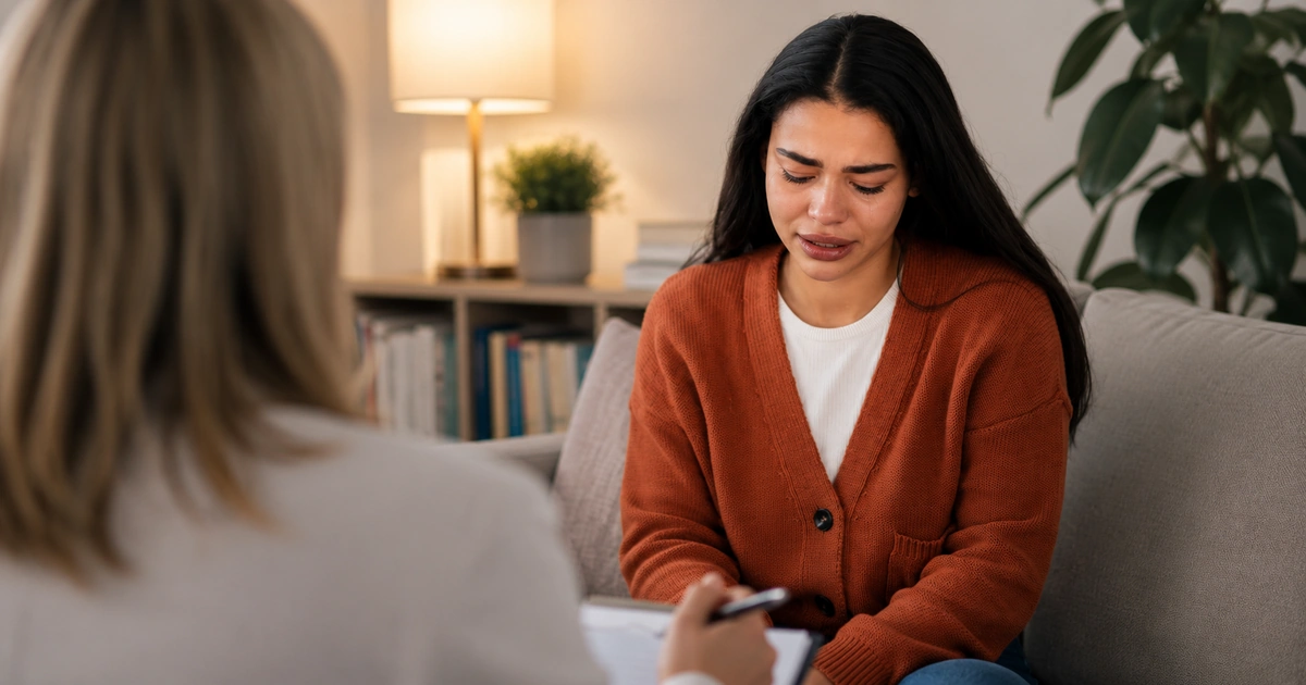 Mulher em consulta psiquiátrica sobre depressão recorrente com médica especialista